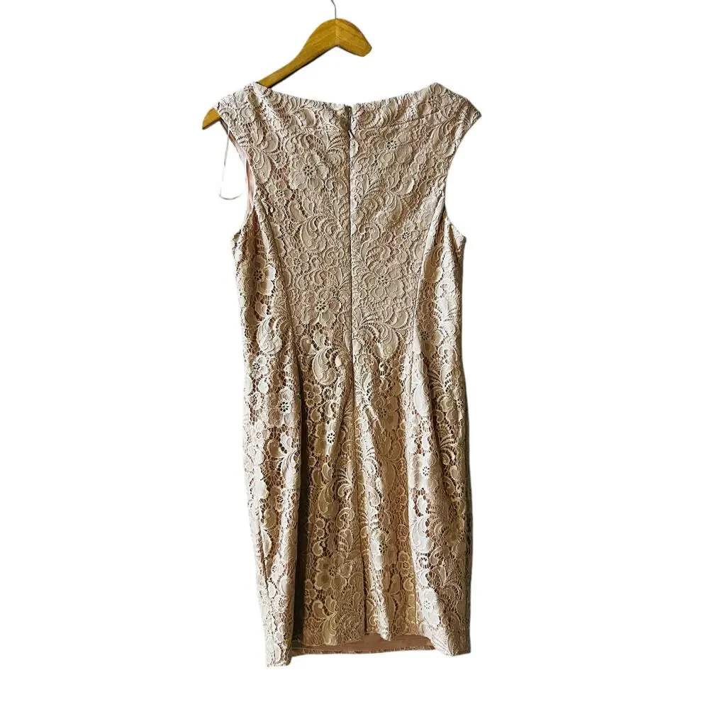 Jax Guipure Lace V Neck Sheath Dress Size 10 Cream - Picture 3 of 7